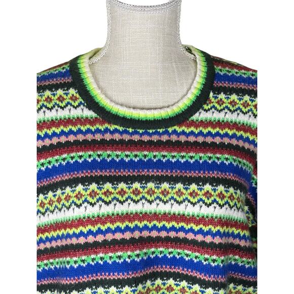 CAbi Moorland Pullover Sweater 4413 Women's Large Striped Fair Isle Colorful - Picture 4 of 9